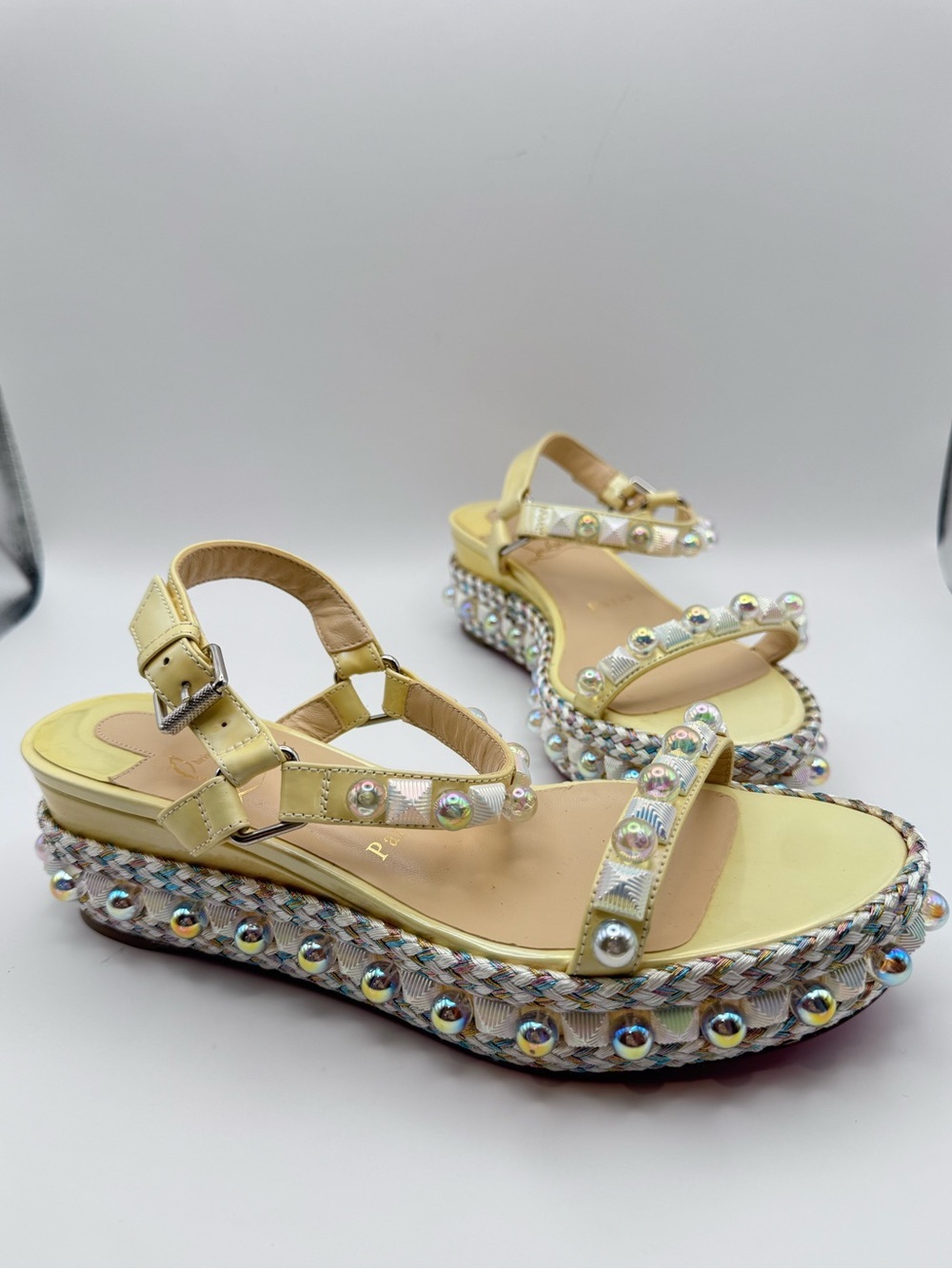 Christian Louboutin Cataconico 60 Studded Espadrille Sandals EU 37